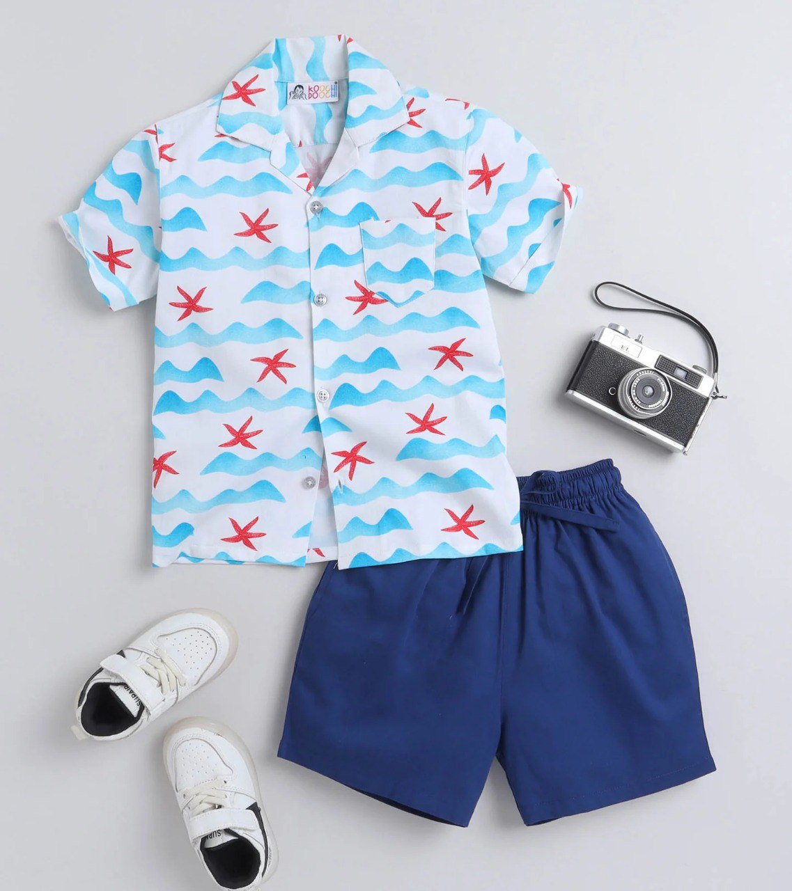 Agile Stylish Boys Top & Bottom Sets Sky With Red Star